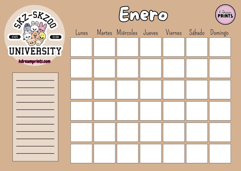 Calendario Rellenable Skzoo University Marrón
