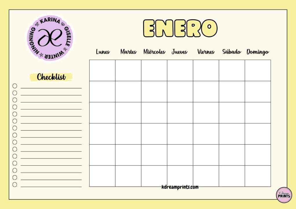 Calendario Rellenable sello Aespa Amarillo