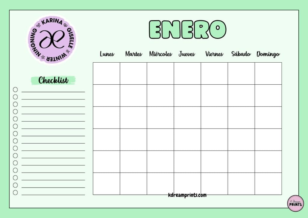 Calendario Rellenable sello Aespa Mint