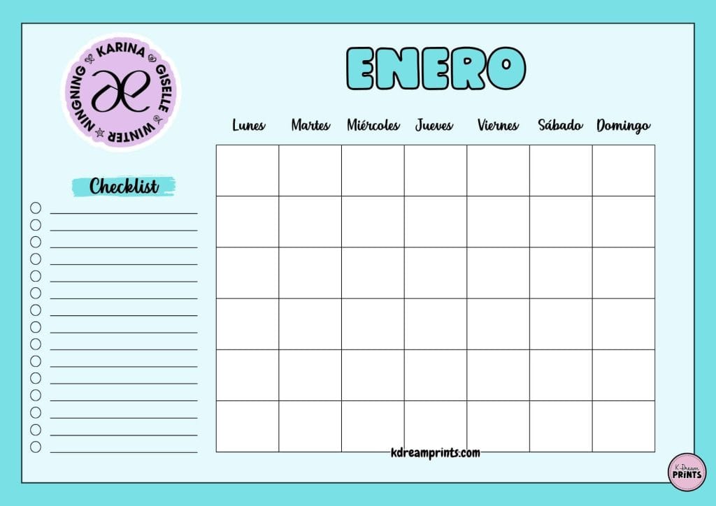 Calendario Rellenable sello Aespa Turquesa
