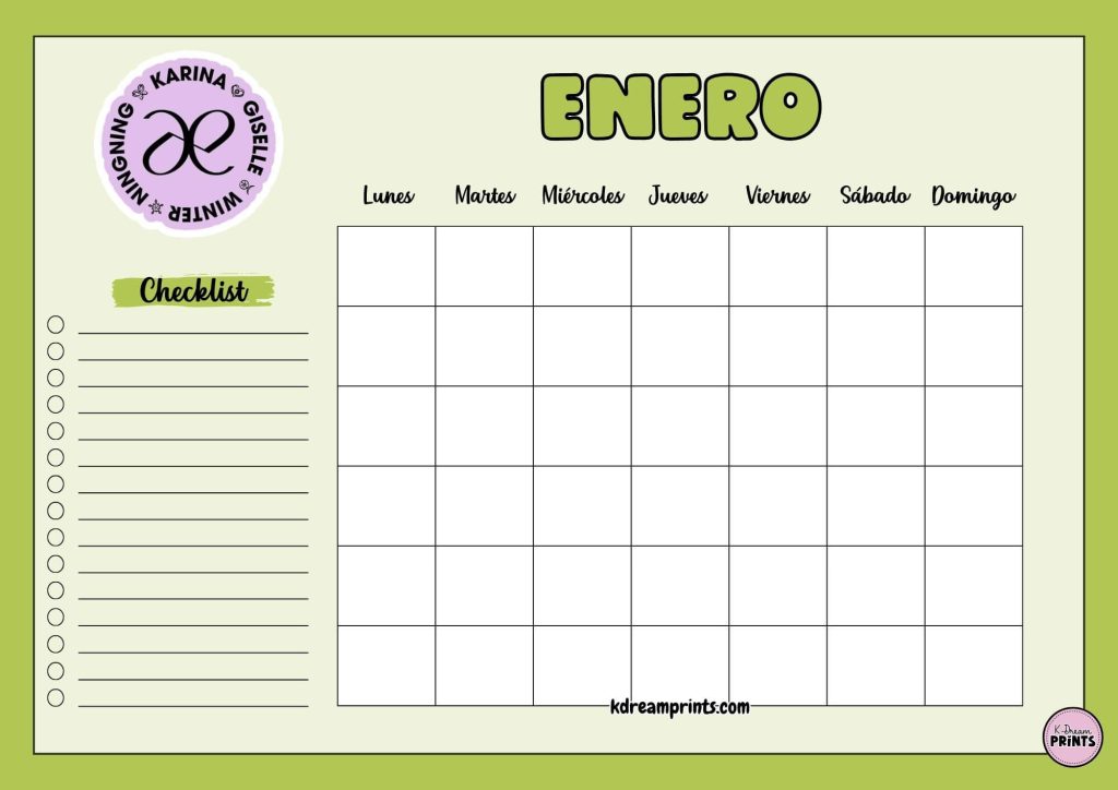 Calendario Rellenable sello Aespa Verde
